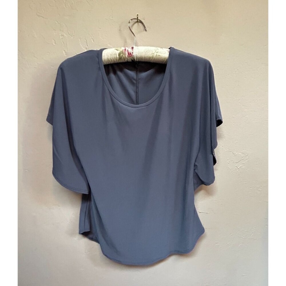 J.M. Fleurette Women's Batwing Sleeve Blouse Top Stretchable Gray Size Medium